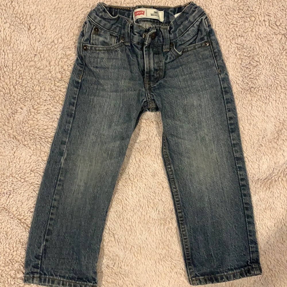 Levi’s toddler 505 regular dark wash jeans with adjustable waist size 3T